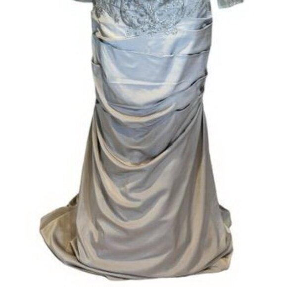 La Femme Taupe Sparkle Embroidered Trumpet Gown - Picture 2 of 4